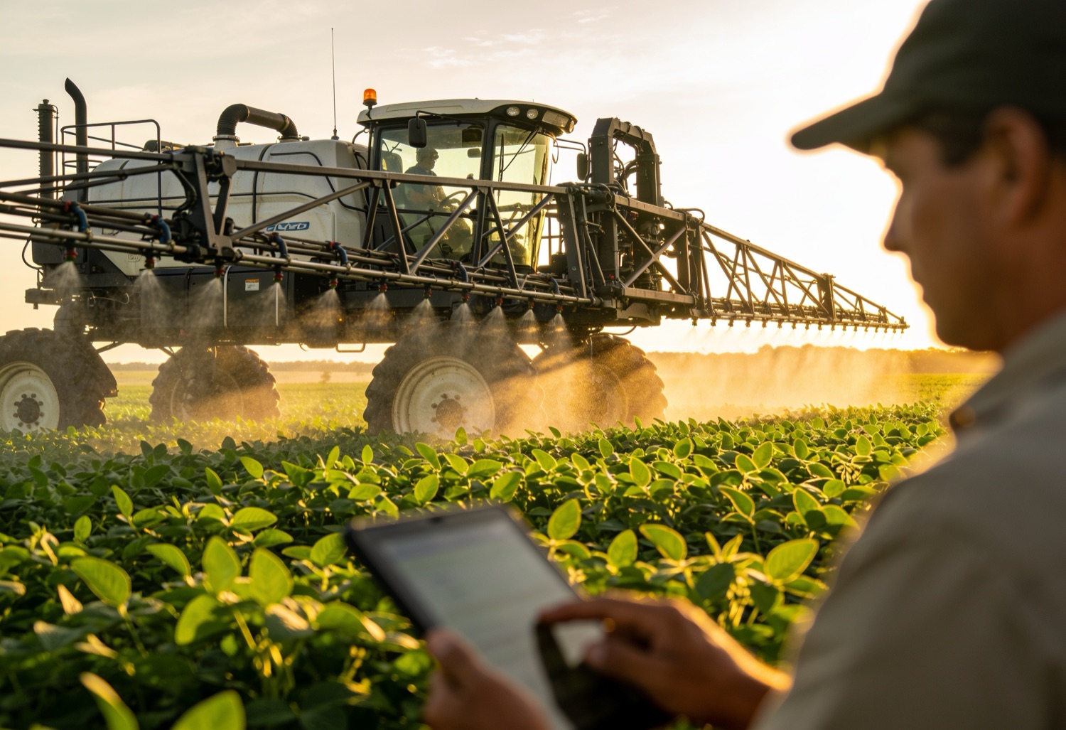 Aplicación de precisión en campo de soja con agrónomo usando una tablet